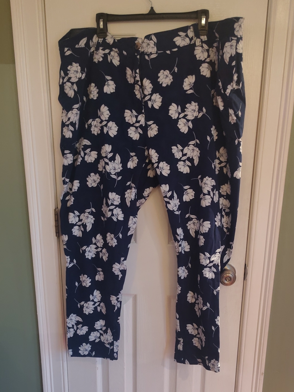 Woman Within Navy Floral Straight Leg Pants